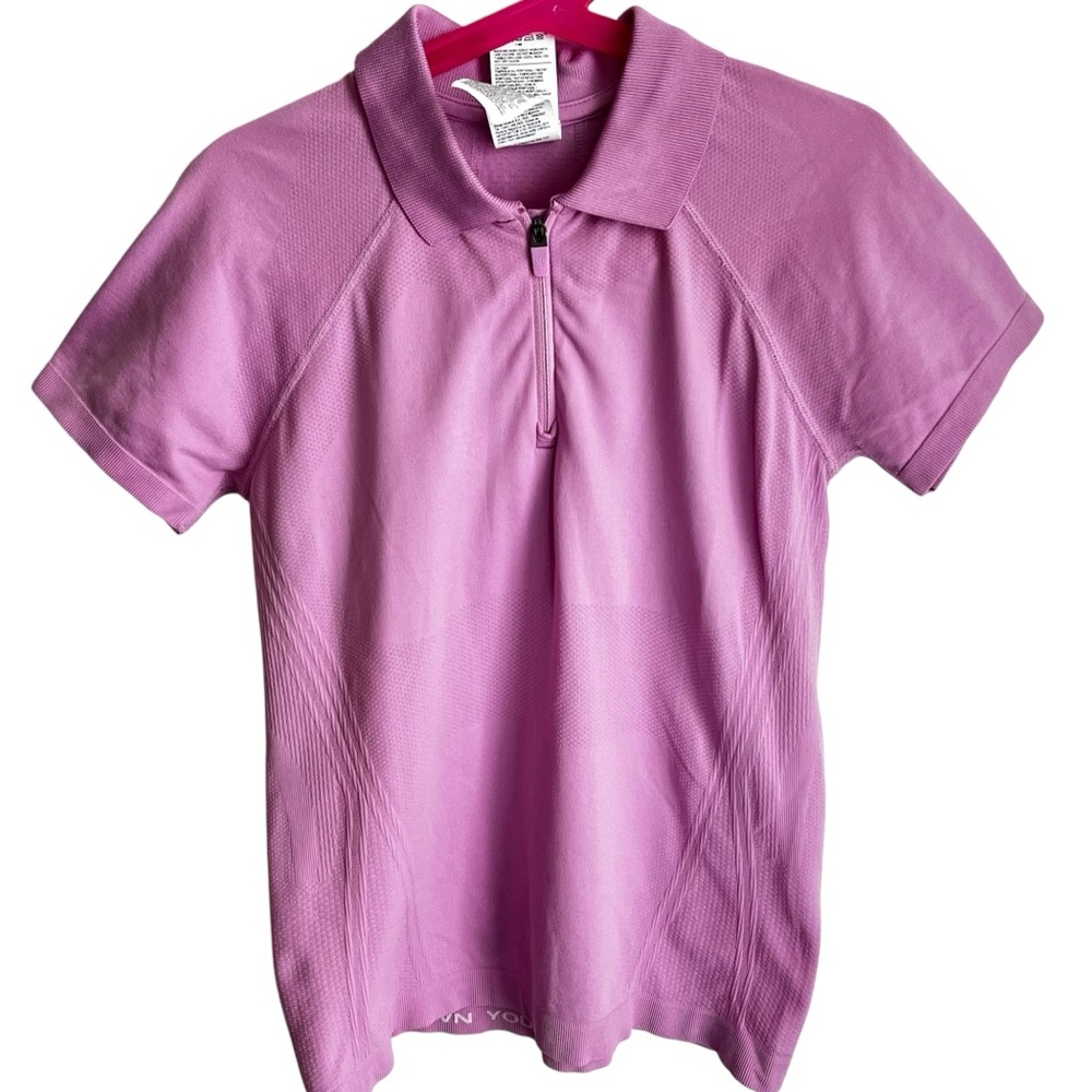 Athleta Girl Power Up Short Sleeve Lilac Polo Shirt Size Medium 8-10